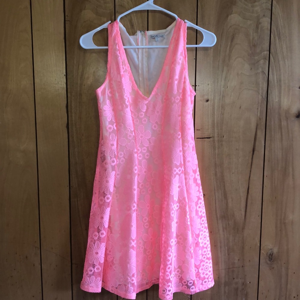 Hot pink lace dress